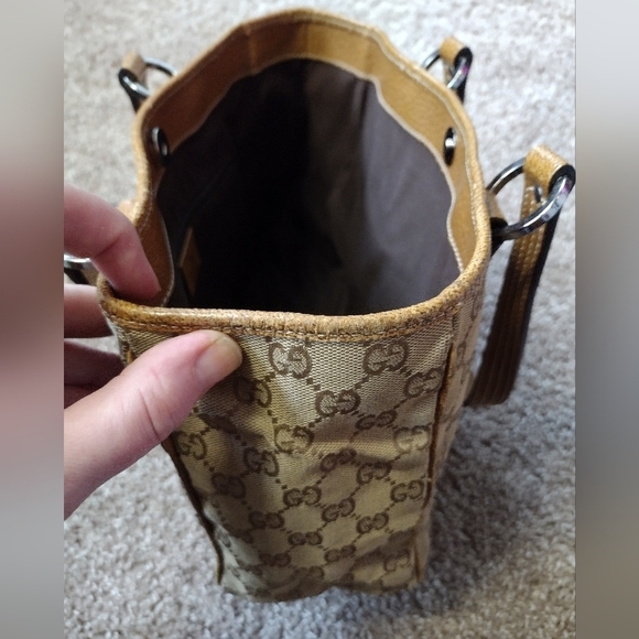 Gucci GG Medium Beige Marmont Monogram Leather Canvas Tote Bag - Picture 10 of 16